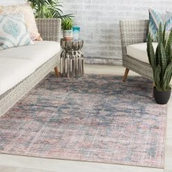 Outlet ???? Gracewood Hollow Carty Indoor/Outdoor Oriental Blue And Light Pink Area Rug ????