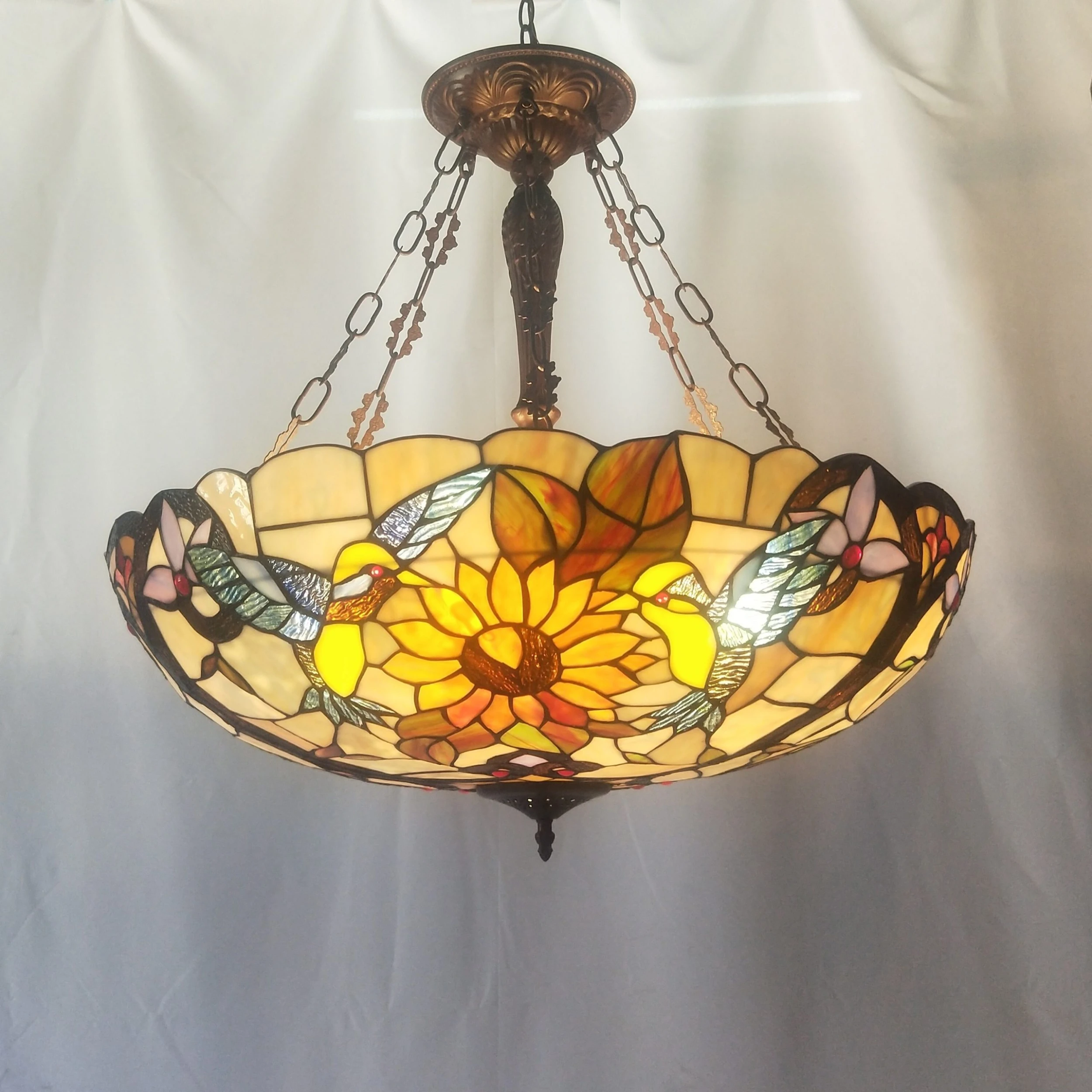 Budget ???? Gracewood Hollow Bongo 4-light Antique Dark Bronze Inverted Pendant With Multicolored Stained Glass Animal Shade ???? 6 Budget ???? Gracewood Hollow Bongo 4-light Antique Dark Bronze Inverted Pendant With Multicolored Stained Glass Animal Shade ???? - Image 4