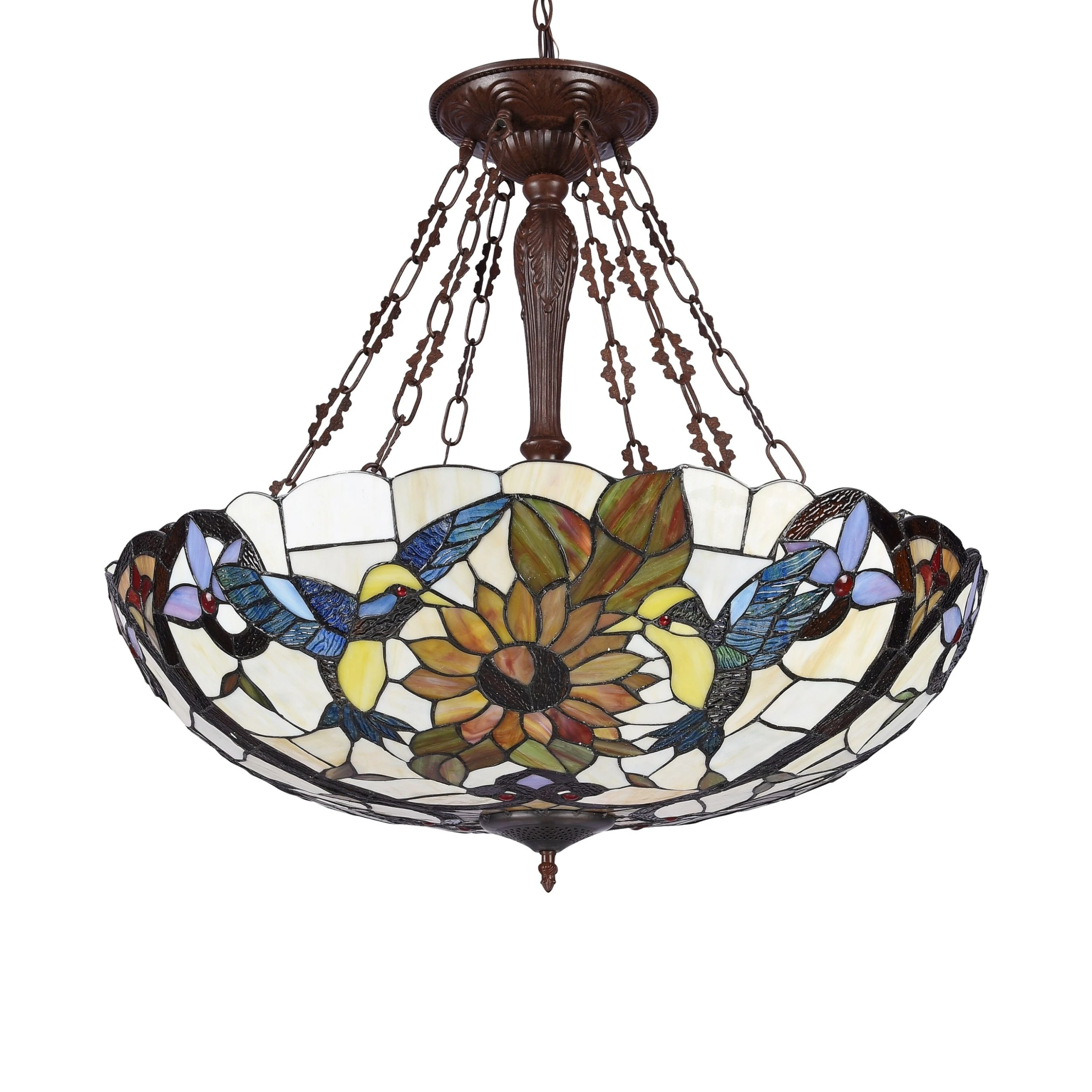 Budget ???? Gracewood Hollow Bongo 4-light Antique Dark Bronze Inverted Pendant With Multicolored Stained Glass Animal Shade ???? 4 Budget ???? Gracewood Hollow Bongo 4-light Antique Dark Bronze Inverted Pendant With Multicolored Stained Glass Animal Shade ???? - Image 2