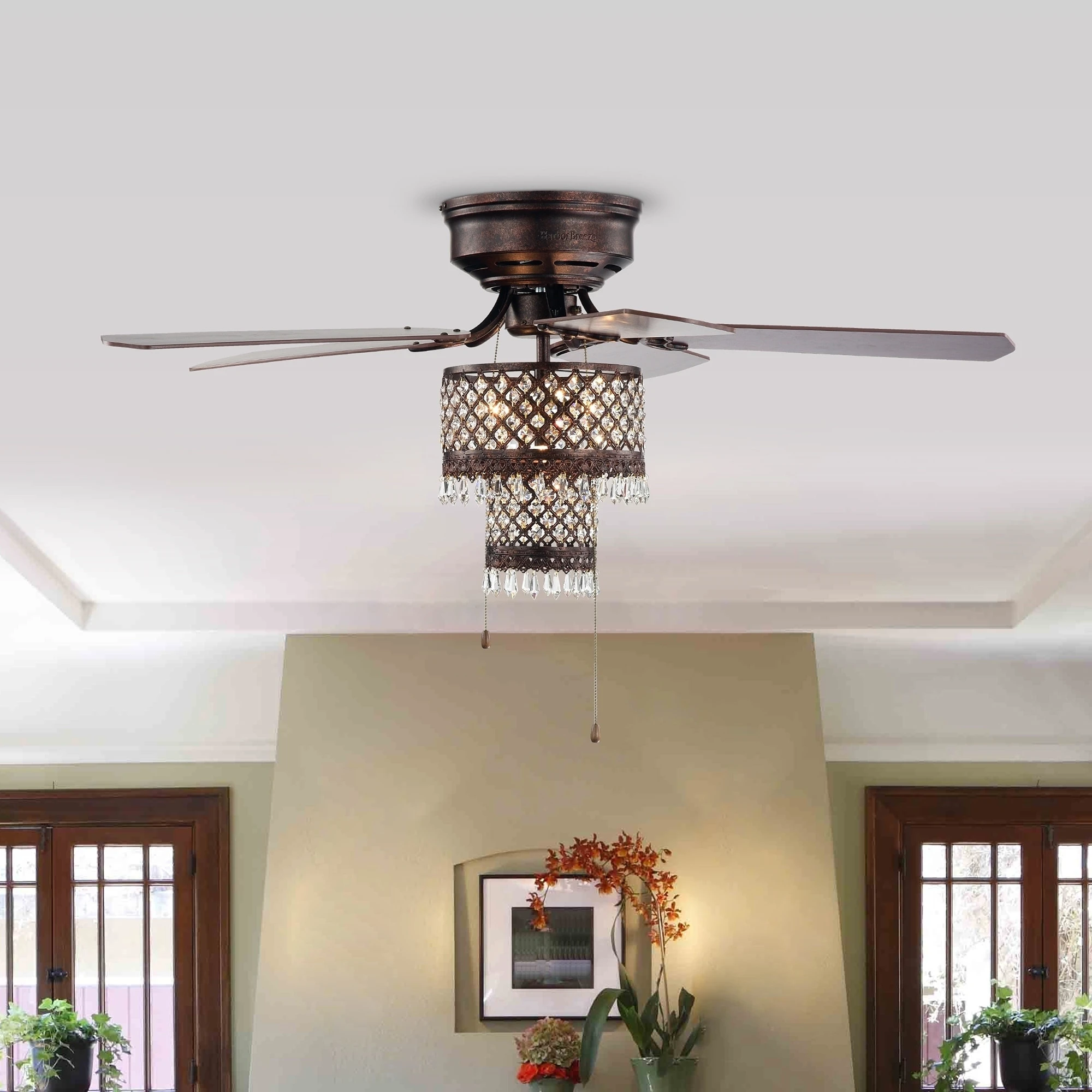 Cheap ???? Gracewood Hollow Huo 52-inch Rustic Bronze Lighted Flush Mount Ceiling Fan With Crystal Drum Shade ???? 4 Cheap ???? Gracewood Hollow Huo 52-inch Rustic Bronze Lighted Flush Mount Ceiling Fan With Crystal Drum Shade ???? - Image 2