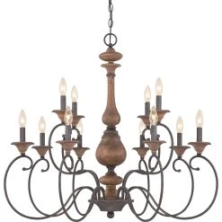 Deals ???? Gracewood Hollow Migjeni 12-light 2-tier Rustic Black Wood Chandelier ????