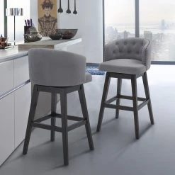 Buy ???? Gracewood Hollow Maraire Wood Swivel Barstool Tan ????