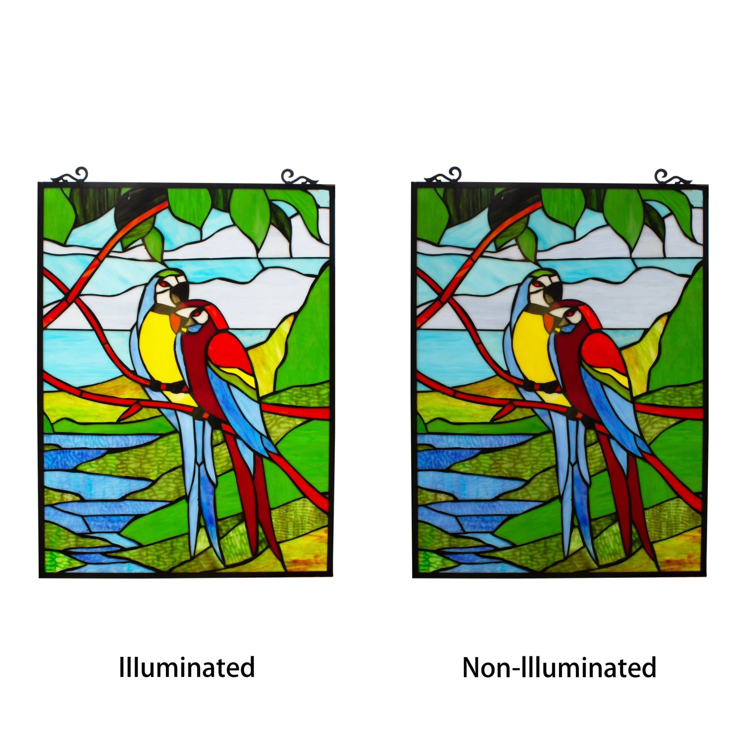 Brand new ???? Gracewood Hollow Mpaang Tropical Birds Stained Glass Window Panel Suncatcher ???? 4 Brand new ???? Gracewood Hollow Mpaang Tropical Birds Stained Glass Window Panel Suncatcher ???? - Image 2