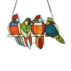 Cheapest ???? Gracewood Hollow Deffalah 65-piece Stained Glass Birds Window Suncatcher ????