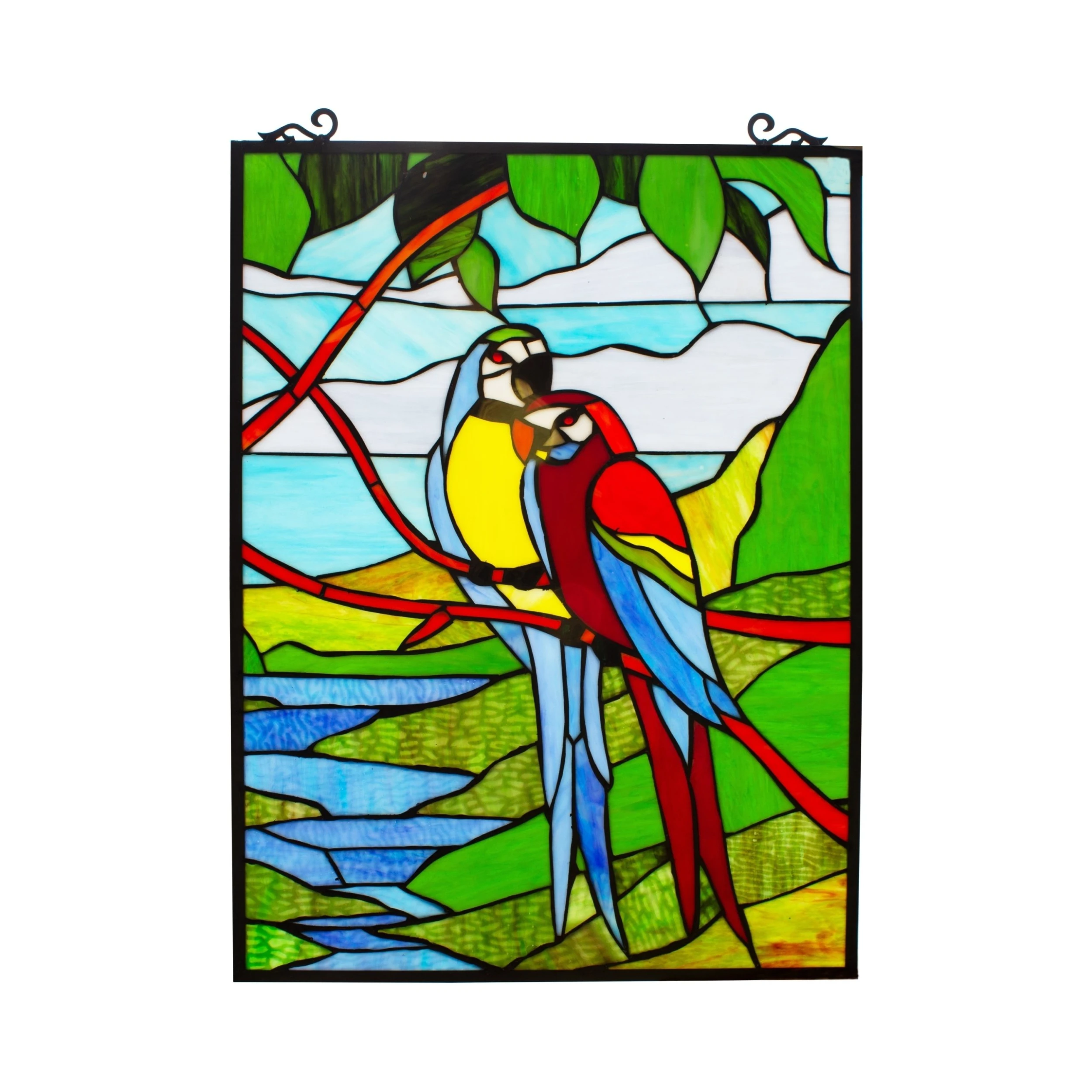 Brand new ???? Gracewood Hollow Mpaang Tropical Birds Stained Glass Window Panel Suncatcher ???? 3 Brand new ???? Gracewood Hollow Mpaang Tropical Birds Stained Glass Window Panel Suncatcher ????