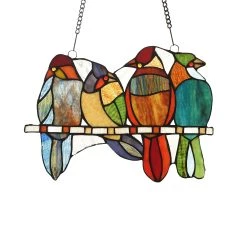 Promo ❤️ Gracewood Hollow Deffalah 73-piece Stained Glass Birds Window Suncatcher ✔️