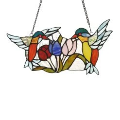 Top 10 ⌛ Gracewood Hollow Deffalah 75-piece Stained Glass Birds/Flowers Window Suncatcher ????