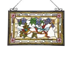 Buy ✨ Gracewood Hollow Lamko Floral Stained Glass Window Panel Suncatcher ????