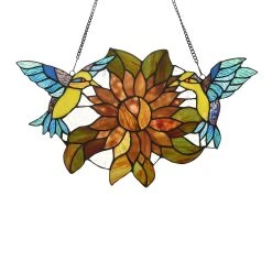 New ???? Gracewood Hollow Bolamba Stained Glass Birds/Flowers Window Suncatcher ⭐