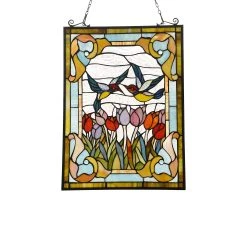 Promo ✔️ Gracewood Hollow Goyemide Floral Stained Glass Window Panel Suncatcher ????