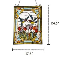 Promo ✔️ Gracewood Hollow Goyemide Floral Stained Glass Window Panel Suncatcher ???? -Gracewood Hollow shop Bird and Flower Design Window Panel Suncatcher. 783fab27 7725 443f 9660 021d2294f46e