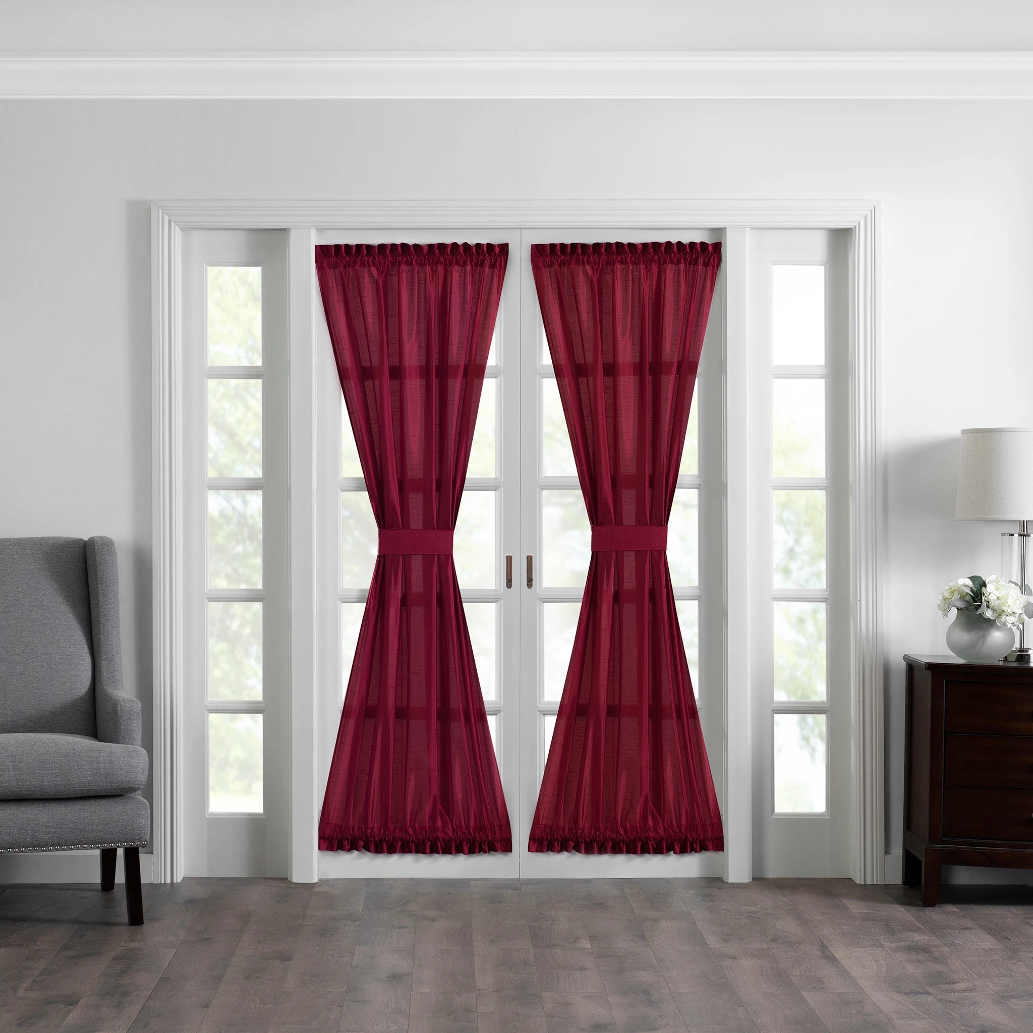 Buy ???? Gracewood Hollow Ford Faux Silk French Door Window Panel Red ???? 9 Buy ???? Gracewood Hollow Ford Faux Silk French Door Window Panel Red ???? - Image 7