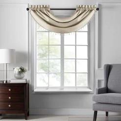 Best Pirce ???? Gracewood Hollow Galang Faux Silk Waterfall Beaded Window Valance - 42"x22" Chocolate ????