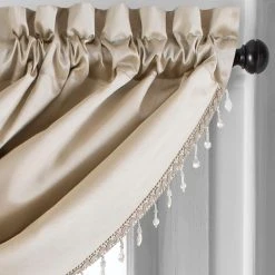 Best Pirce ???? Gracewood Hollow Galang Faux Silk Waterfall Beaded Window Valance - 42"x22" Chocolate ???? -Gracewood Hollow shop Colette Faux Silk Waterfall Beaded Window Valance 84fbfd24 62a0 4953 82ea c8817c5c6910