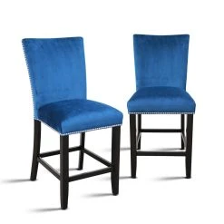 Brand new ???? Gracewood Hollow Mhlanga Counter-height Dining Chairs (Set Of 2) Blue Velvet ⌛ -Gracewood Hollow shop Crystal Modern Counter Height Dining Chair by Greyson Living Set of 2 95115b63 3de6 49dd 86d4 190c684f4717 1000