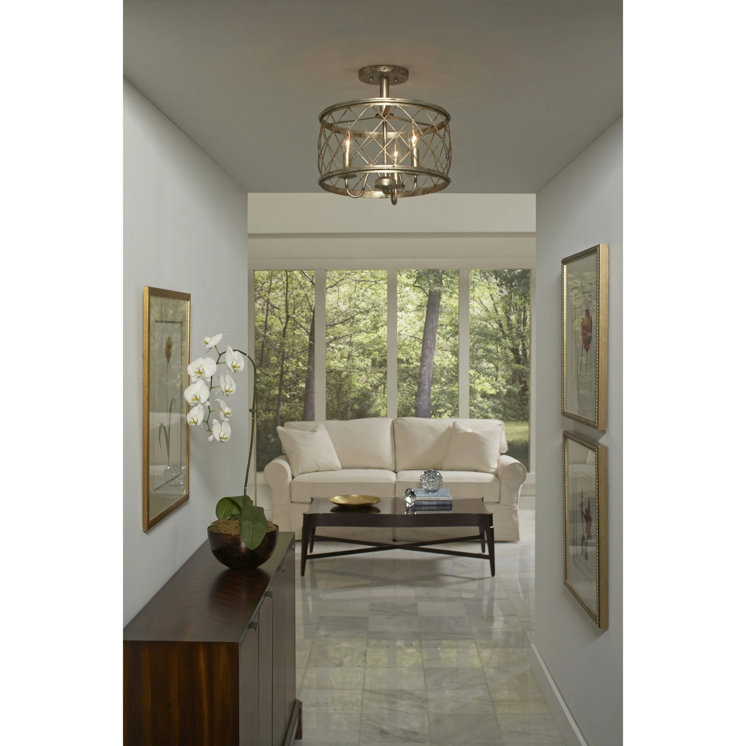 Cheap ???? Gracewood Hollow Anhaght Century Silver Leaf Metal Medium Semi-flush Mount Light Fixture ???? 4 Cheap ???? Gracewood Hollow Anhaght Century Silver Leaf Metal Medium Semi-flush Mount Light Fixture ???? - Image 2