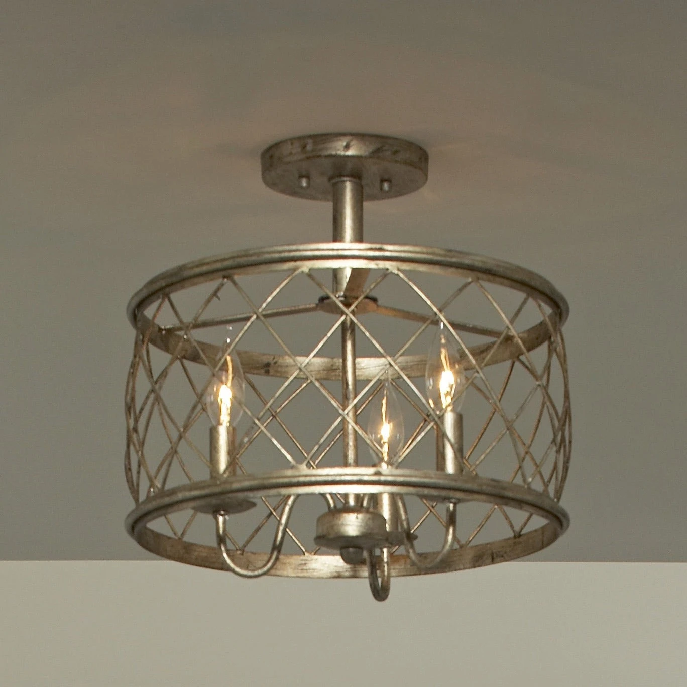 Cheap ???? Gracewood Hollow Anhaght Century Silver Leaf Metal Medium Semi-flush Mount Light Fixture ???? 3 Cheap ???? Gracewood Hollow Anhaght Century Silver Leaf Metal Medium Semi-flush Mount Light Fixture ????