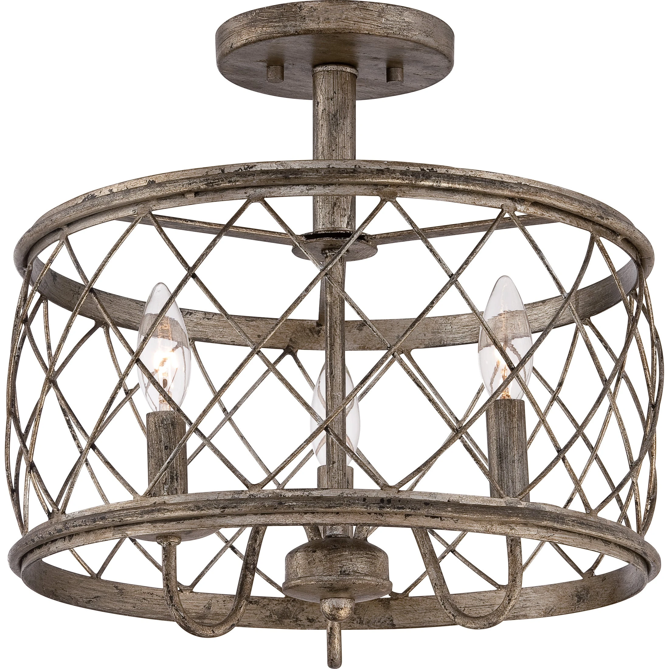 Cheap ???? Gracewood Hollow Anhaght Century Silver Leaf Metal Medium Semi-flush Mount Light Fixture ???? 5 Cheap ???? Gracewood Hollow Anhaght Century Silver Leaf Metal Medium Semi-flush Mount Light Fixture ???? - Image 3