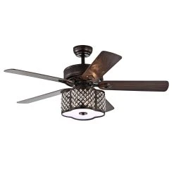 Deals ???? Gracewood Hollow Inouye 52-inch Rustic Bronze Ceiling Fan With 5-light Caged Crystal Drum Shade ???? -Gracewood Hollow shop Edard 52 inch 5 Blade 3 Light Fandelier 2