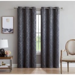 Hot Sale ???? Gracewood Hollow Plakalo Embossed Thermal-weaved Blackout Grommet Drapery Curtains Light Grey ????