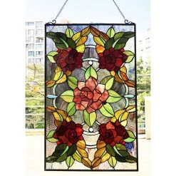 Discount ❤️ Gracewood Hollow Brugge Glass Window Panel/Suncatcher With Floral Embellishments ????