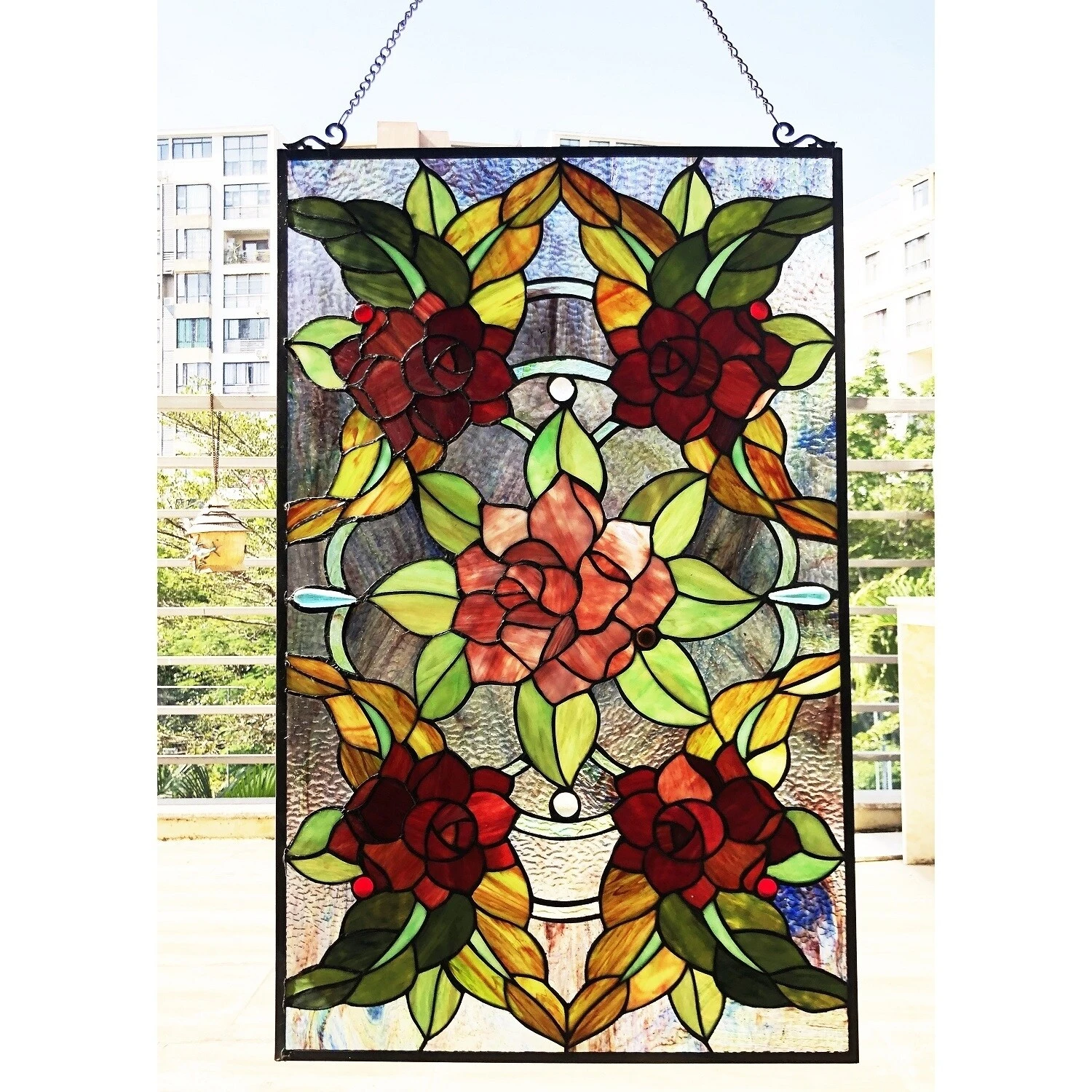Discount ❤️ Gracewood Hollow Brugge Glass Window Panel/Suncatcher With Floral Embellishments ???? 3 Discount ❤️ Gracewood Hollow Brugge Glass Window Panel/Suncatcher With Floral Embellishments ????