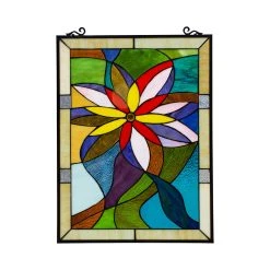 Brand new ⌛ Gracewood Hollow Mudimbe Floral Stained Glass Window Panel Suncatcher ????