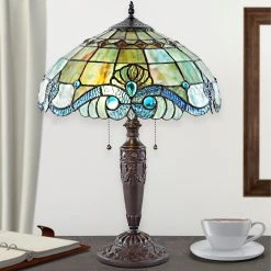 Flash Sale ⭐ Gracewood Hollow Asdreni 20-inch Stained Glass Tiffany Lamp - 14"L X 14"W X 20.25"H ????