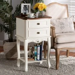 Top 10 ???? Gracewood Hollow Benjam Classic French 2-drawer Nightstand With Lower Shelf ????