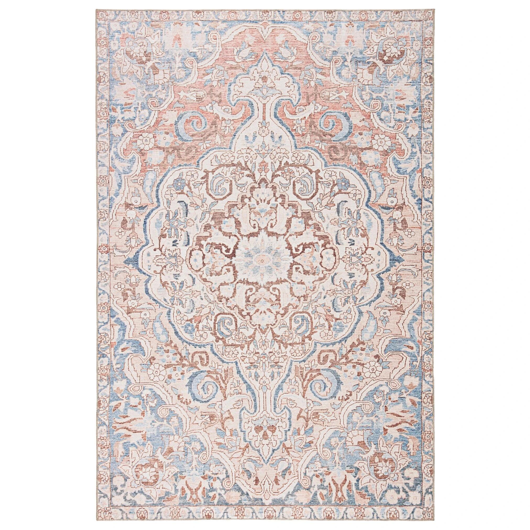 Hot Sale ???? Gracewood Hollow Dadzie Indoor/Outdoor Blue And Light Pink Medallion Area Rug ⭐ 9 Hot Sale ???? Gracewood Hollow Dadzie Indoor/Outdoor Blue And Light Pink Medallion Area Rug ⭐ - Image 7