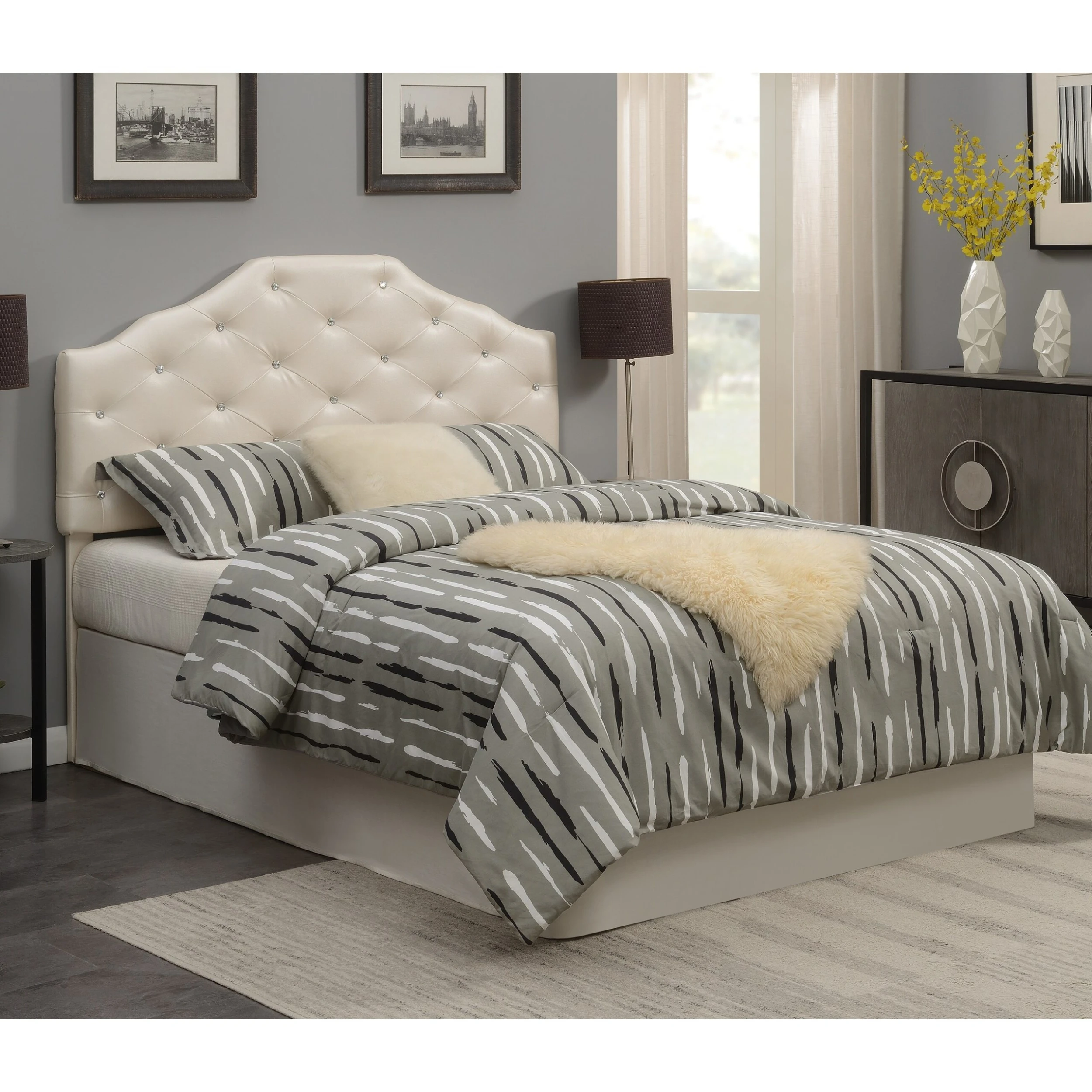 Best Sale ???? Gracewood Hollow Dayton Pearl Upholstered Queen Headboard ???? 9 Best Sale ???? Gracewood Hollow Dayton Pearl Upholstered Queen Headboard ???? - Image 7