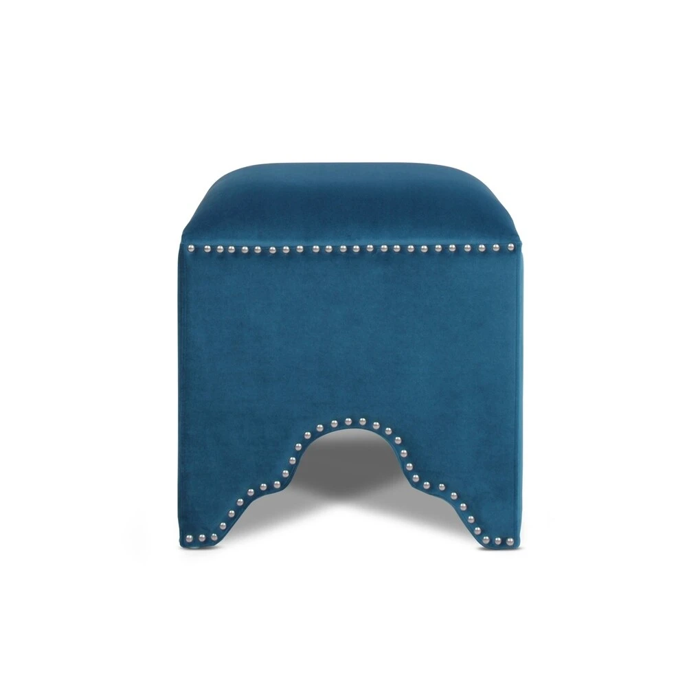 Deals ???? Gracewood Hollow Desai Art Deco Nailhead Ottoman Legion Blue ???? 6 Deals ???? Gracewood Hollow Desai Art Deco Nailhead Ottoman Legion Blue ???? - Image 4