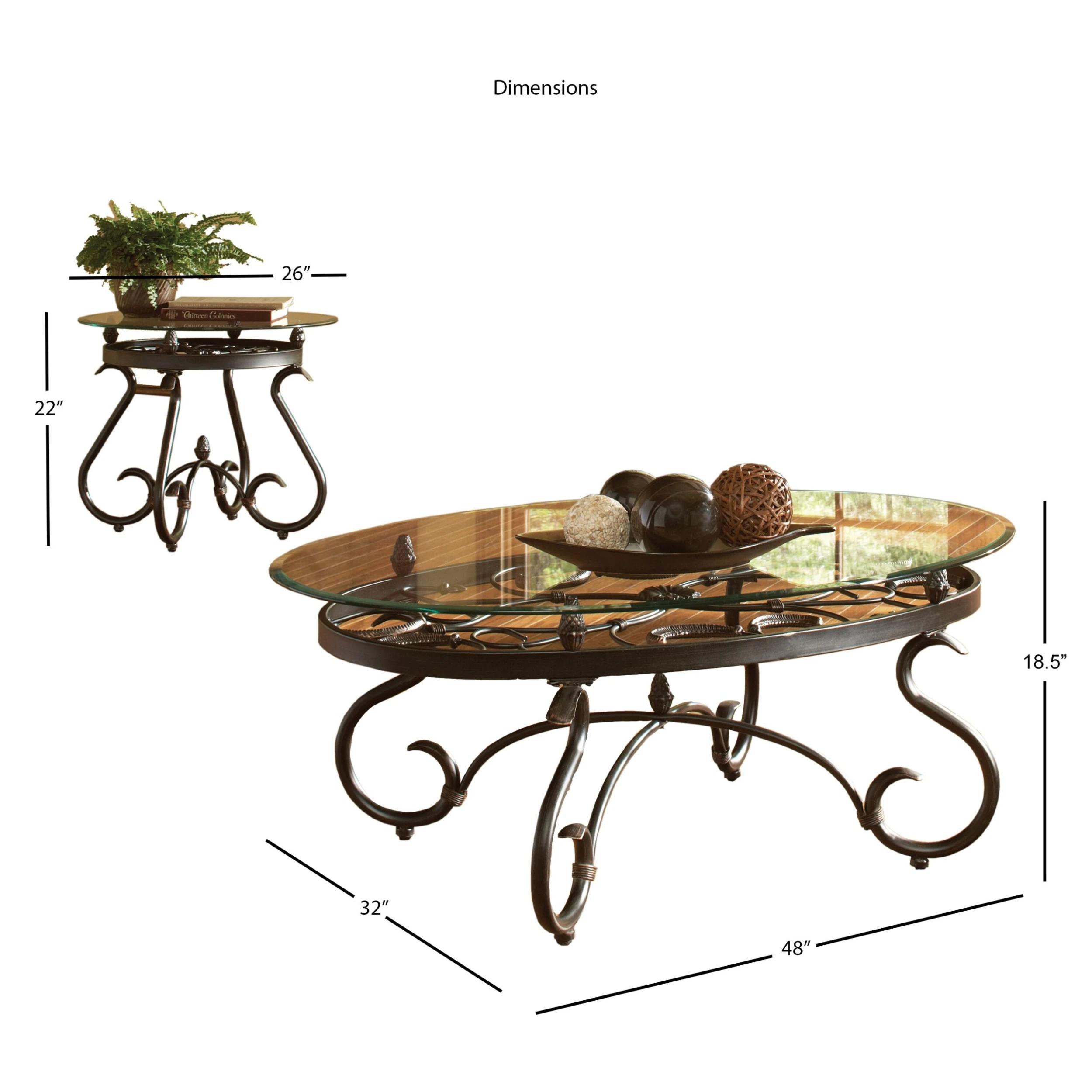 Deals ???? Gracewood Hollow Fishta Antique Brass Metal/ Glass 3-piece Table Set ???? 7 Deals ???? Gracewood Hollow Fishta Antique Brass Metal/ Glass 3-piece Table Set ???? - Image 5