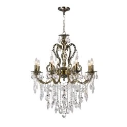 Promo ???? Gracewood Hollow Haggar 8-light Glass And Antique Brass Chandelier ????