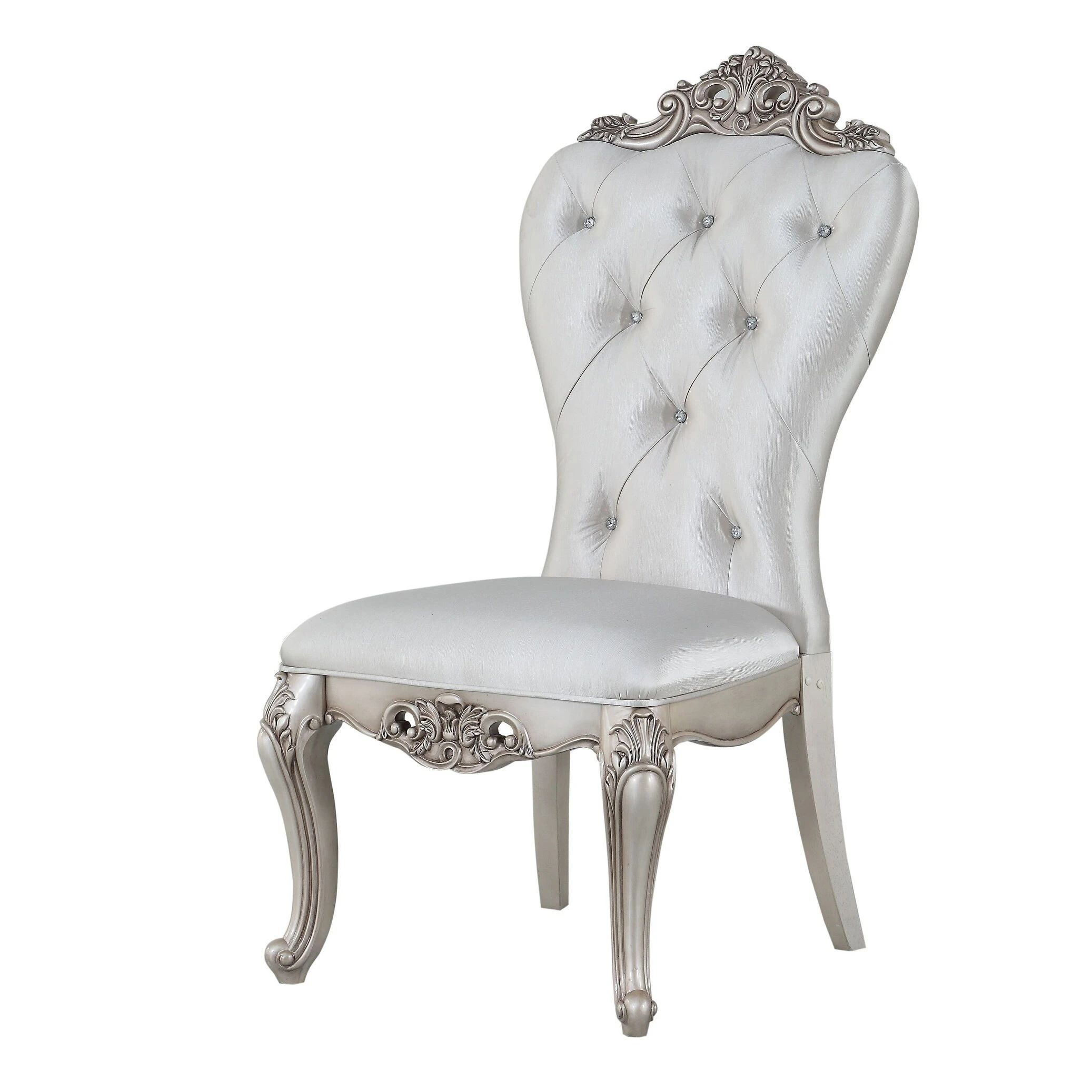 Brand new ⌛ Gracewood Hollow Kashiwagi Antique White Side Chairs With Cream Fabric Upholstery (Set Of 2) ???? 4 Brand new ⌛ Gracewood Hollow Kashiwagi Antique White Side Chairs With Cream Fabric Upholstery (Set Of 2) ???? - Image 2