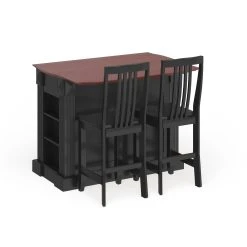 Deals ???? Gracewood Hollow Kenny Black Drop Leaf Breakfast Bar Kitchen Island With 24-inch Black School House Stools ???? -Gracewood Hollow shop Gracewood Hollow Kenny Black Drop Leaf Breakfast Bar Kitchen Island with 24 inch Black School House Stools 6
