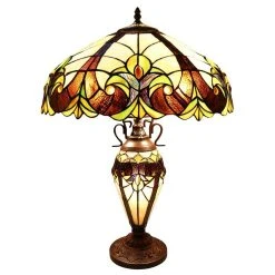 Budget ???? Gracewood Hollow Lemsine Brown And Cream 2-light Art Glass Table Lamp ????