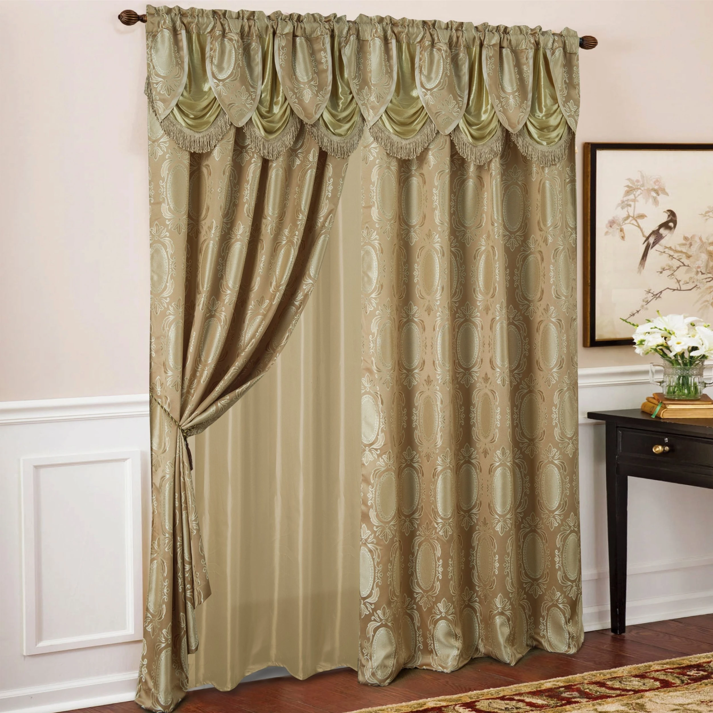 Hot Sale ???? Gracewood Hollow Mabanckou Textured Jacquard Single Rod Pocket Curtain Panel W/ Attached Valance (54 X 84) - 54 X 84 In. Taupe ???? 8 Hot Sale ???? Gracewood Hollow Mabanckou Textured Jacquard Single Rod Pocket Curtain Panel W/ Attached Valance (54 X 84) - 54 X 84 In. Taupe ???? - Image 6