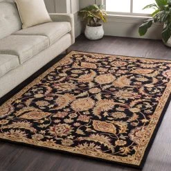 Flash Sale ???? Gracewood Hollow Mohand Handmade Area Rug - 3'6" Round Black ????