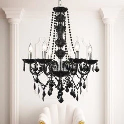 Discount ✔️ Gracewood Hollow Morazzo 6-light Black Crystal Chandelier With Chrome Finish ⭐