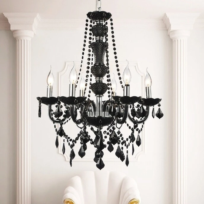 Discount ✔️ Gracewood Hollow Morazzo 6-light Black Crystal Chandelier With Chrome Finish ⭐ 3 Discount ✔️ Gracewood Hollow Morazzo 6-light Black Crystal Chandelier With Chrome Finish ⭐
