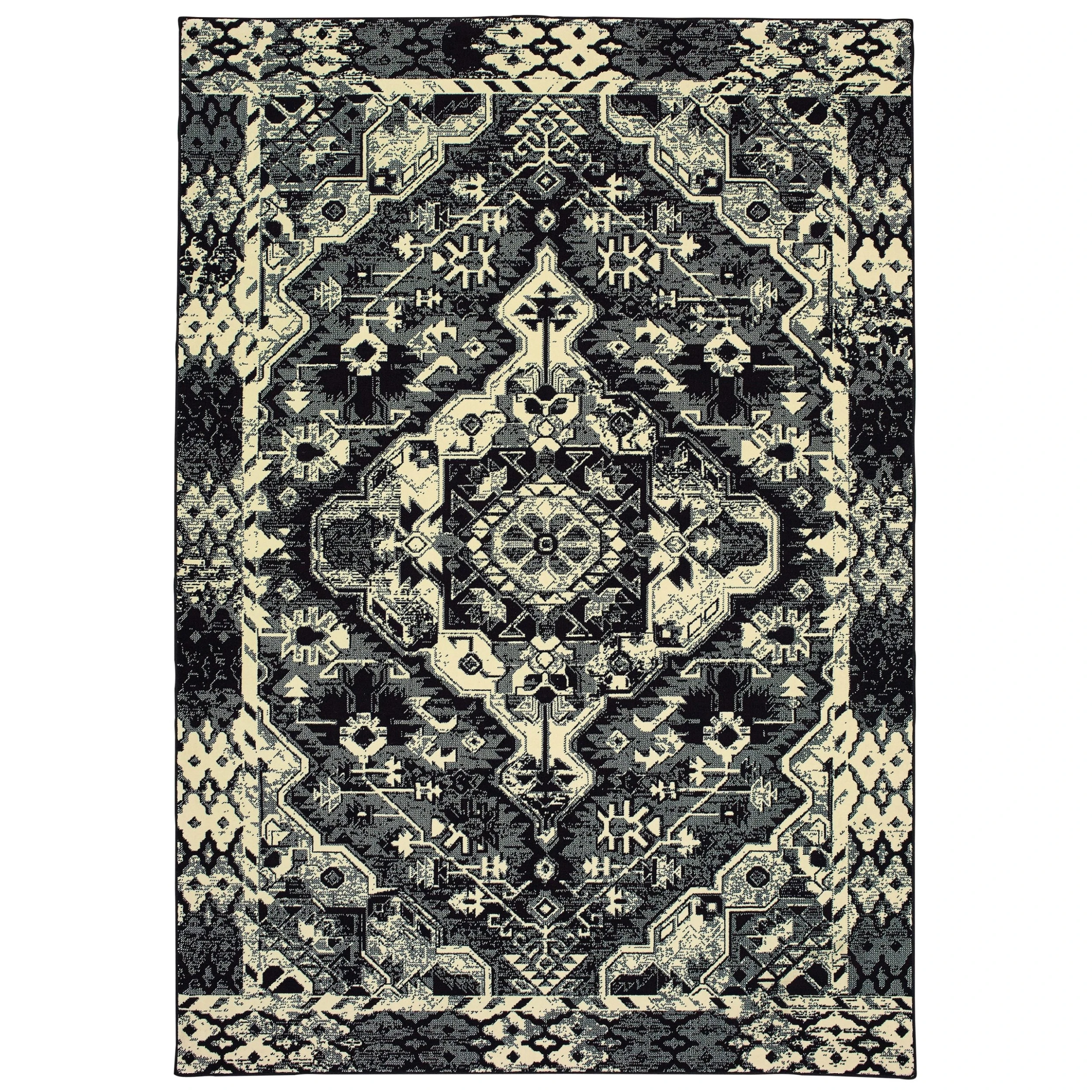 Hot Sale ✨ Gracewood Hollow Moss Medallion Black/ Ivory Micro Fiber Rug Black/cream ???? 8 Hot Sale ✨ Gracewood Hollow Moss Medallion Black/ Ivory Micro Fiber Rug Black/cream ???? - Image 6