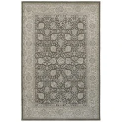 Budget ???? Gracewood Hollow Occom Border Floral Panel Area Rug ???? -Gracewood Hollow shop Gracewood Hollow Occom Bordered Brown Ivory Floral Panel Area Rug 2