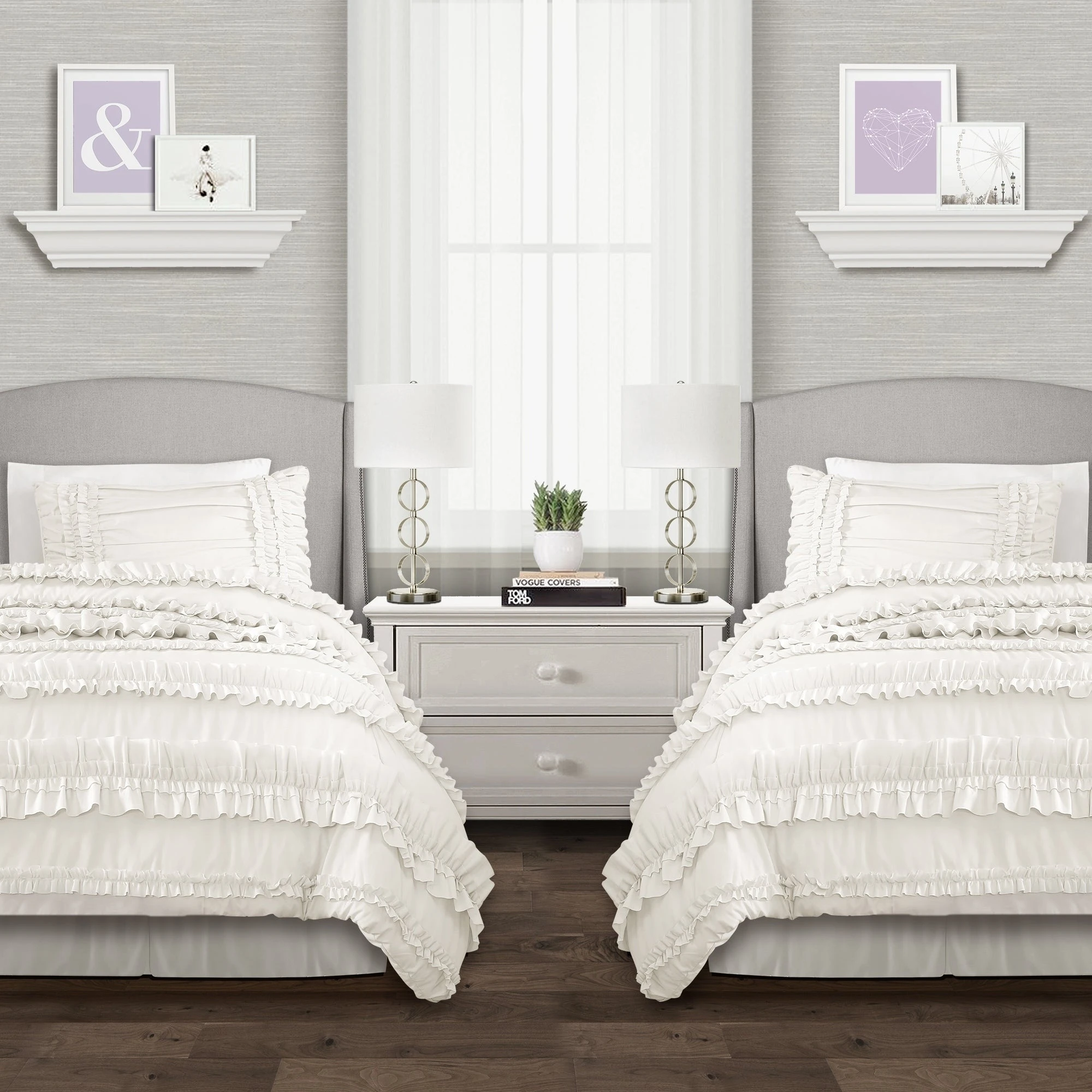 Wholesale ⌛ Gracewood Hollow Quist Ruffle Comforter Set White ✨ 7 Wholesale ⌛ Gracewood Hollow Quist Ruffle Comforter Set White ✨ - Image 5
