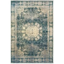 Promo ???? Gracewood Hollow Riggs Distressed Medallion Ivory/Blue Area Rug ????