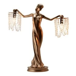 Buy ???? Gracewood Hollow Sansal Bronze/Resin 23.75-inch Grecian Goddess Beaded Table Lamp - 22"L X 7.625"W X 23.75"H ❤️
