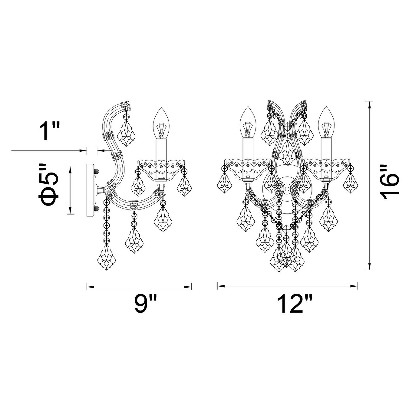 New ❤️ Gracewood Hollow Takang 2-light Wall Sconce With Chrome Finish ???? 4 New ❤️ Gracewood Hollow Takang 2-light Wall Sconce With Chrome Finish ???? - Image 2
