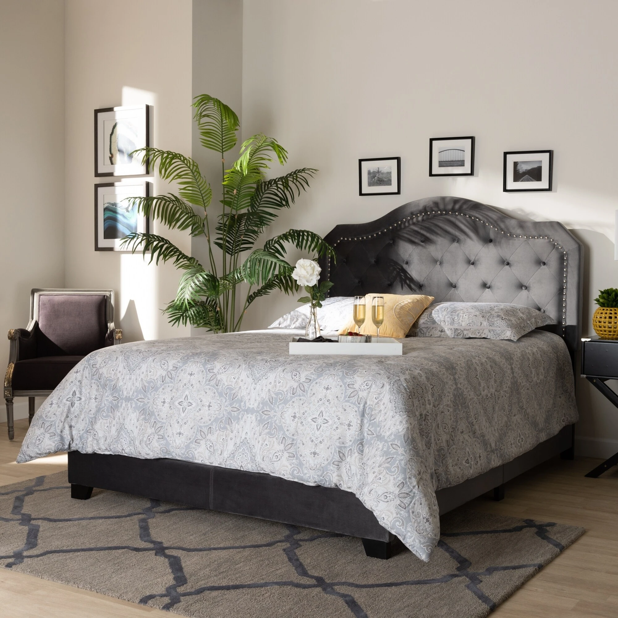 Wholesale ⌛ Gracewood Hollow Tansi Modern Upholstered Button-tufted Bed Dark Grey ???? 10 Wholesale ⌛ Gracewood Hollow Tansi Modern Upholstered Button-tufted Bed Dark Grey ???? - Image 8