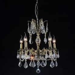 Discount ???? Gracewood Hollow Zouankeu 5-light Antique Brass Chandelier With Crystal Accents ????