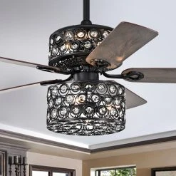 Brand new ???? Gracewood Hollow Iyer 52-inch Matte Black Ceiling Fan With Cutout Metal Drum Shade ????